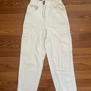H&M Women's Cream Straight Leg Jeans